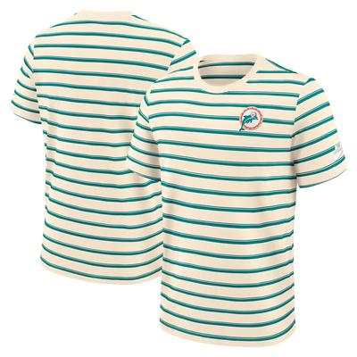 T-Shirt NIKE "Nike T-Shirt Miami Dolphins Nike Rewind Club Striped Tee", Damen, Gr. S, weiß, 100% Baumwolle, Shirts T-Shirt