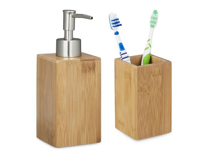 Relaxdays ensemble de 2 accessoires de bain bambou