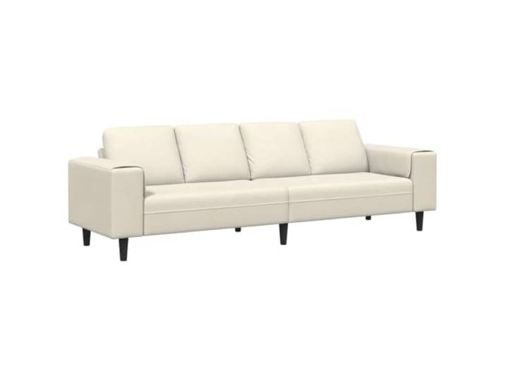 RJPLMFV Sofa, Polyester, cremefarben, 250 x 77 x 76 cm Struktur aus Sperrholz, weiche Schaumstoffkissen, Armlehnen inklusive, schwarze Beine, pflegeleicht