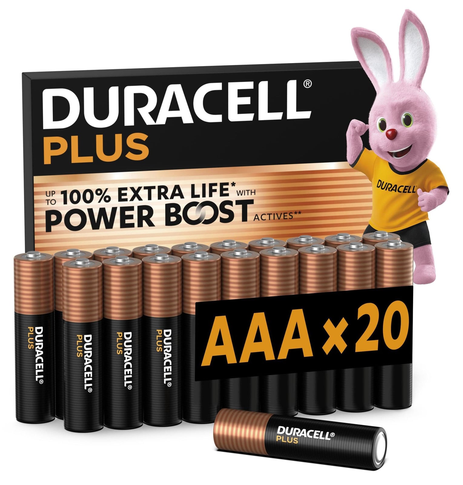 Duracell Plus Alkaline AAA Batterijen 1,5 V, 20 stuks