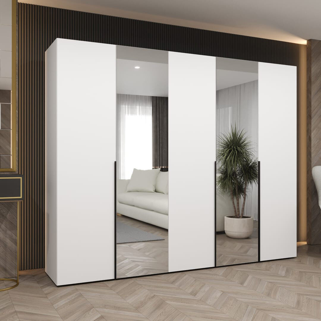 Latitude Run Bogins 4 Door Wardrobe White 250cm W X 52cm D