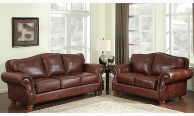 Brandon Distressed Whiskey Italian Leather Sofa and Loveseat Set