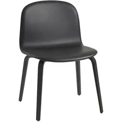 Muuto Visu Wide Chair, wood base, refine leder schwarz / schwarz
