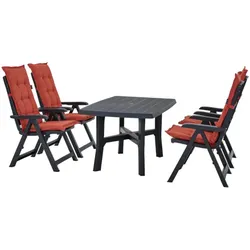 PROGARDEN Pro Garden Set Tampa Klappsessel mit Tisch und Auflagen terracotta