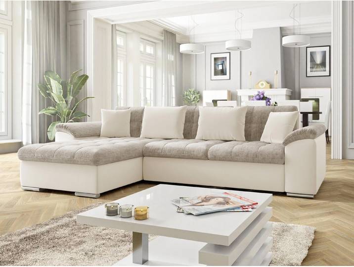 MIRJAN24 Ecksofa Diana Premium, mit Bettkasten und Schlaffunktion, Kissen-Set, freier Seitenwahl