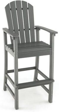 Costway 30 Inches Counter Height Outdoor HDPE Bar Stool with Armrests and Footrest-Gray