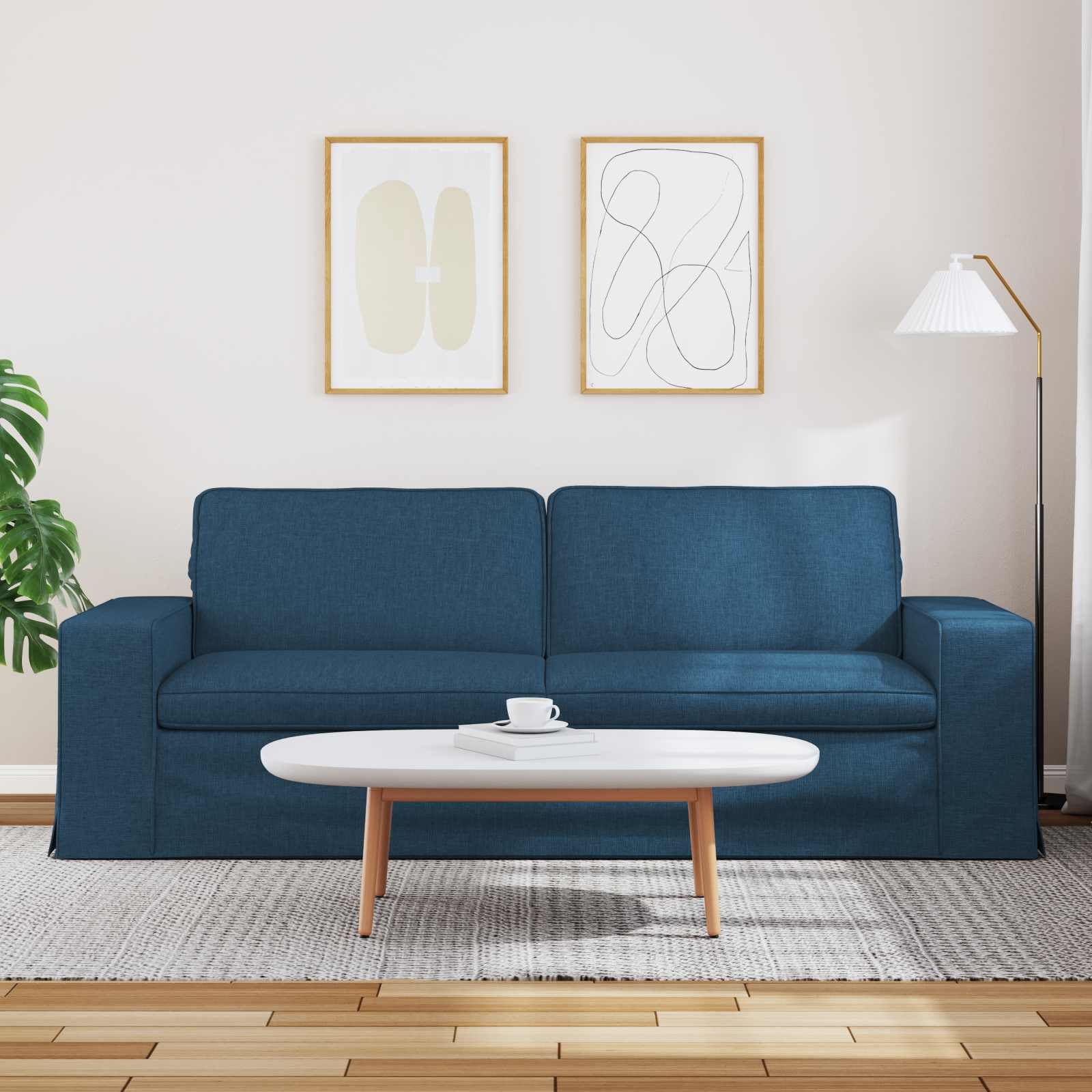 vidaXL Canapé Bleu 222 x 80 x 82 cm tissu