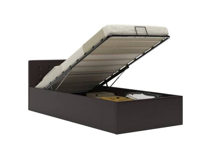 JILI* Lit Coffre Chambre Cadre de lit à rangement hydraulique Gris Similicuir 100x200 cm[3123]