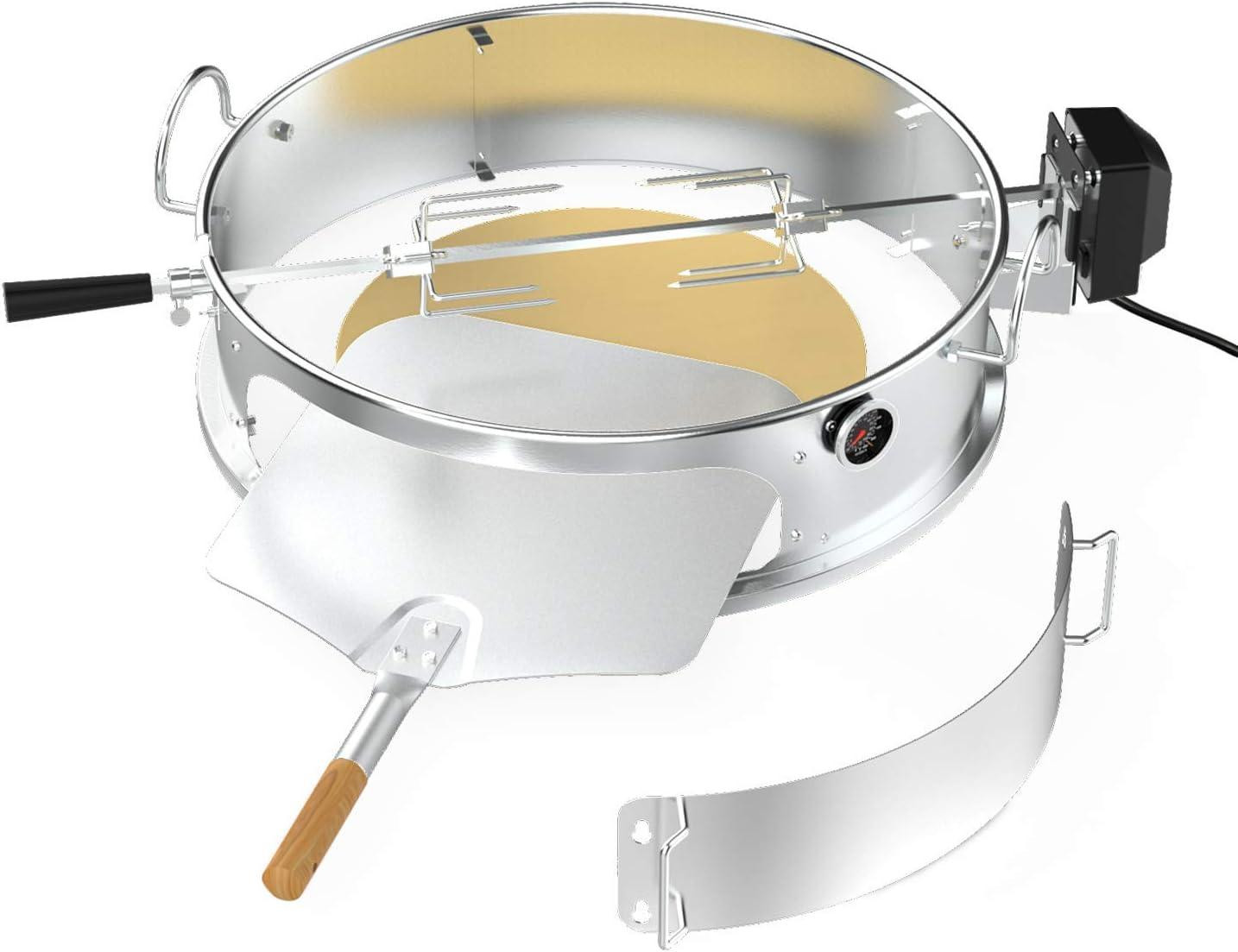 Multifunctionele RVS pizzaring-set met draaispit, pizzaschep en pizzasteen