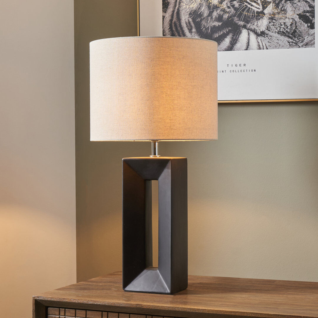 Brayden Studio Arnisa Ceramic Bedside Black 58.5cm H X 30cm W X 30cm D