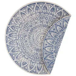 Flachwebeteppich Lilja Blau/Creme Ø ca. 140cm