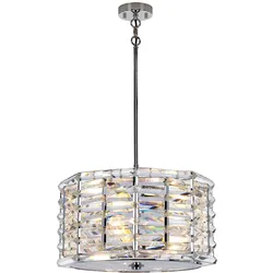 Hängeleuchte Deckenlampe Pendellampe Esszimmerlampe Stahl Kristalle Glas Nickel