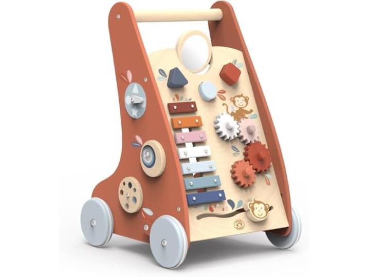 Speedy Monkey Multifunktions-Schiebespielzeug 31,4x33,2x46,5cm bunt, Holz Spielzeug für Kinder, Liebevolle Details- tolle Geschenkidee