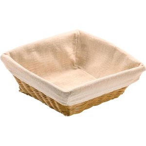 Kesper Brotkorb 17683, geflochten, aus Kunststoff / Stoff, 24 x 24 x 9 cm, eckig, mit Stoffeinsatz, braun / beige
