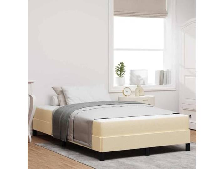 Atmungsaktiver Stoff Holzwerkstoff Minimalistisch Elegant Creme 120 x 200 Boxspringbett mit Matratze 120x200 Creme Stoff Bett mit Bonnell Federkern Lattenrost Schlafzimmer Komfort Doppelbett