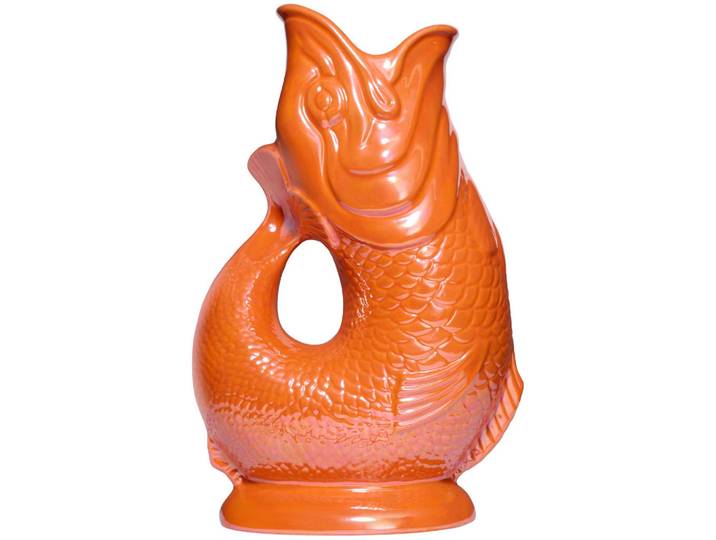 Gluckigluck Karaffe mit „Gluck-Gluck“-Geräusch 27,5/17/9,5 cm, Orange, Keramik, Tiere, 1.2 L, Organisch, handgemacht, Geschirr, Kannen & Karaffen, Wasserkaraffen & Krüge