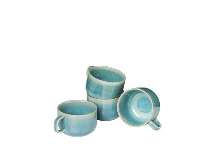 Gipfelstück Kaffeeobertassen-Set, Steinzeug TIEFER SEE Blau/Grün