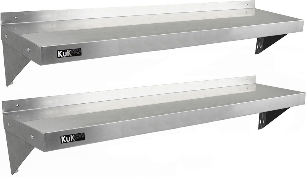 Kukoo 2 Piece Metal Bracket Shelf Silver 23cm H X 140cm W X 30cm D