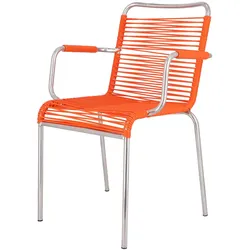 Stuhl Spaghetti aus Aluminium, Retro Chic Stapelsessel, orange, wetterfest und stapelbar