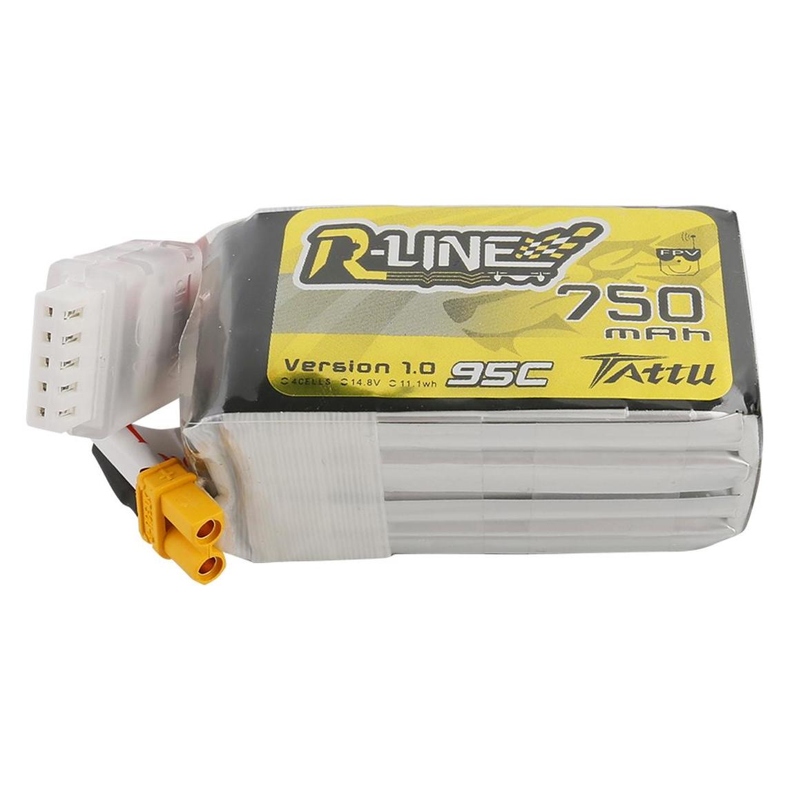 Tattu R-Line 750mAh 14.8V 95C 4S1P JST-XHR Battery (750 mAh, 14.80 V) (TAA7504S95X3)
