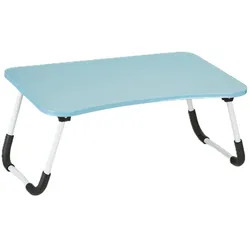 Relaxdays Laptoptisch für Bett & Couch, HBT: 26 x 63 x 40 cm, klappbarer Betttisch, MDF, Eisen, Notebooktisch, hellblau