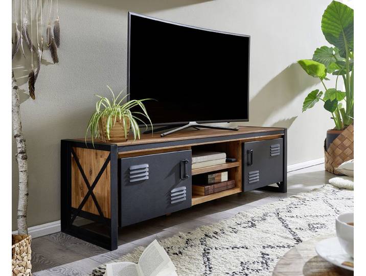 TV Board 162cm 'Montreux' Akazie & Metall schwarz