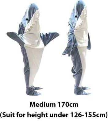 Uplift Picks Cartoon Shark Blanket Hoodie Warm Flannel Wearable Sleeping Bag blue (m)