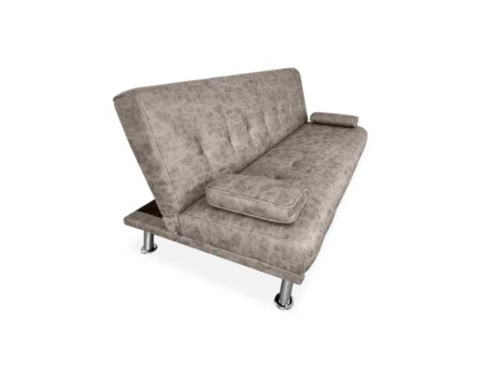 Homey 3-Sitzer-Sofa, Modell Leire, modernes Design, praktisch und funktional, mit dekorativen Kissen, Holz, Zementgrau, 188 cm (L) x 88 cm (T) x 88 cm (H)