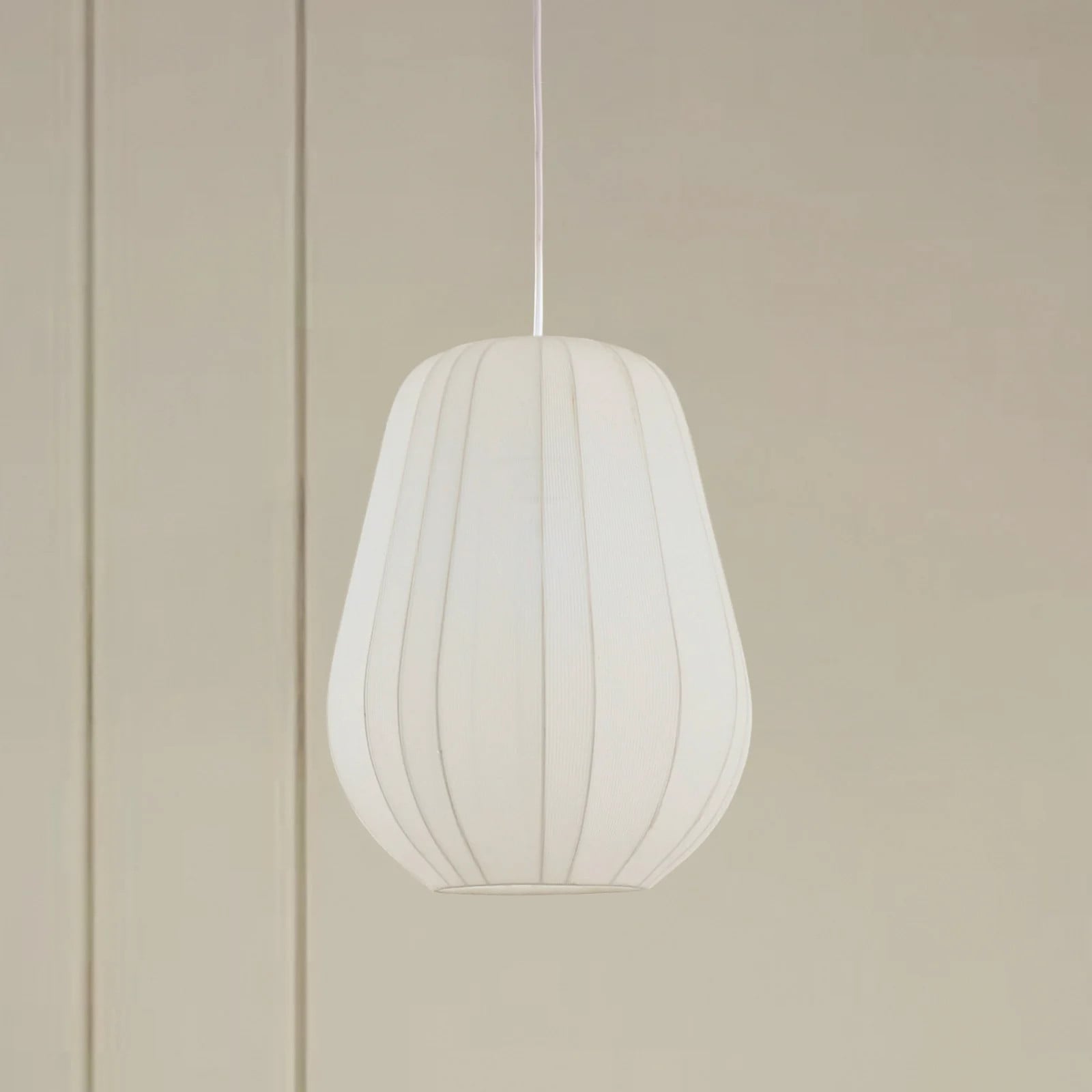 Lindby Helin Hanglamp Wit - Modern - Rond - Textiel - Ø 30 cm