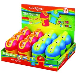 Keyroad, Spitzer, Spitzer Color Mate, Kunststoff, doppelt, mit Behälter, abgerundete Spitze, verpackt im Display, farb