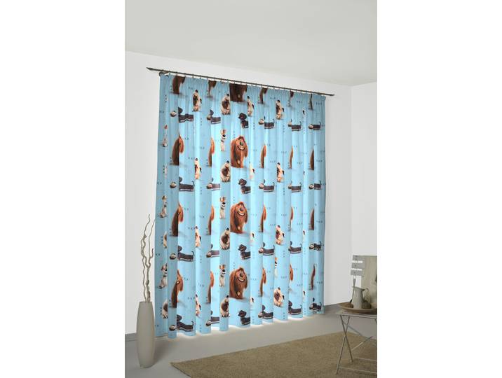 Vorhang WIRTH Pets Gr. 4, blau, B:142cm H:245cm, Satin, Polyester, Gardinen, Vorhang, Universal Pictures