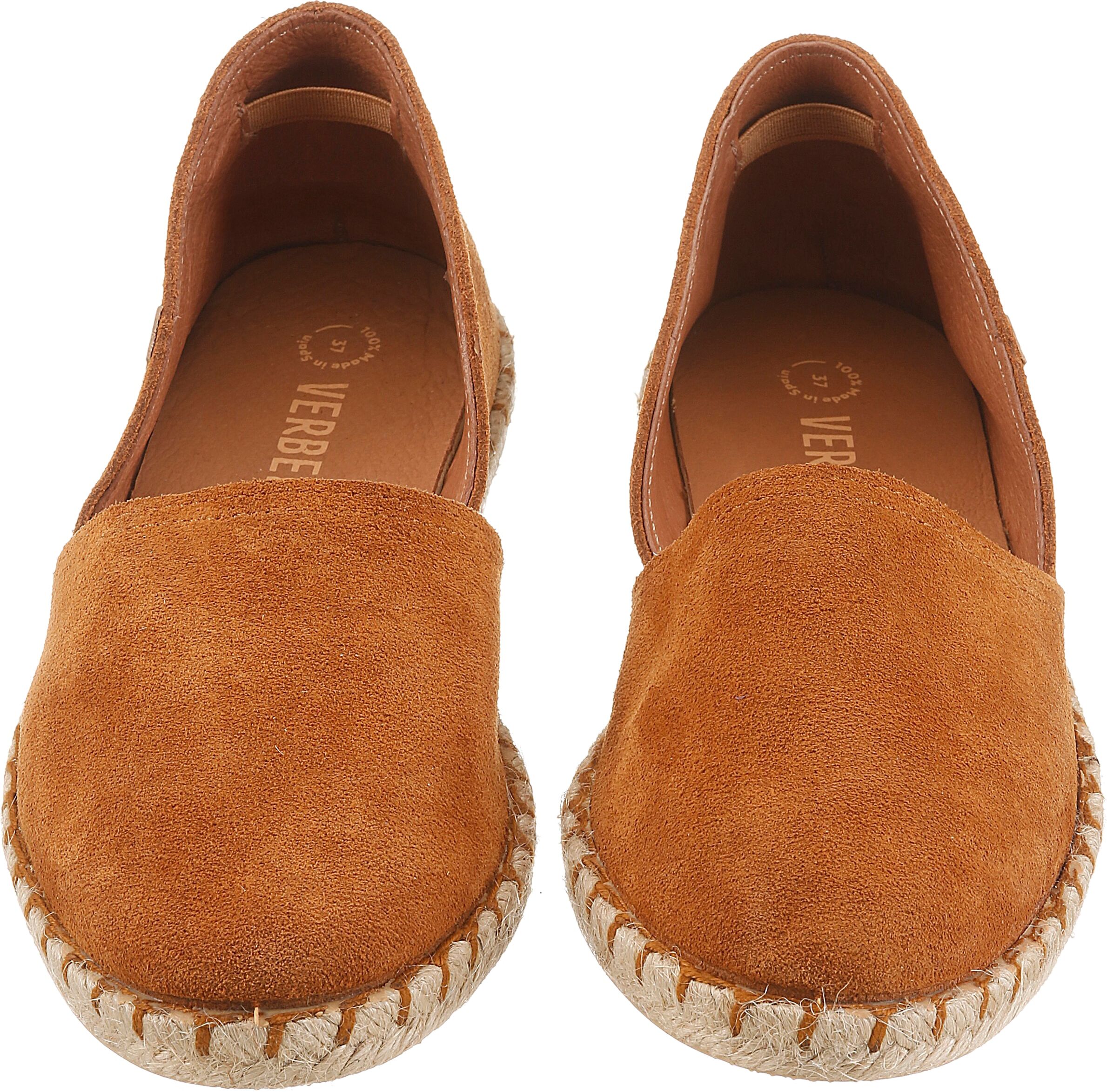 Espadrille VERBENAS "CARMEN SERRAJE", Damen, Gr. 37, ungefüttert, braun (cognac), Veloursleder, Schuhe Espadrille, Sommerschuh, Schlappen mit Jute-Rahmen