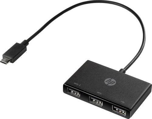 HP Z6A00AA USB-Hub 3 Port USB-A USB 3.2 Gen1 5 GBit/s mit USB-C Stecker Schwarz HP USB-C to USB-A Hub