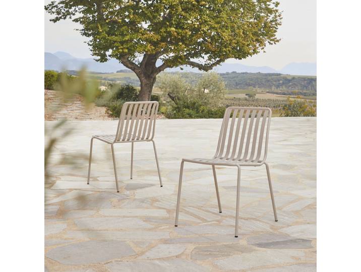 Gartenstuhl Gaby aus cremefarben beschichtetem Metall - Beige