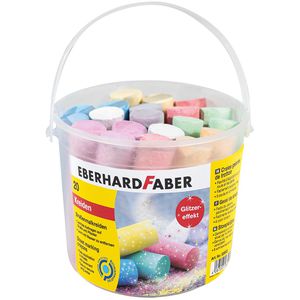 Eberhard-Faber Kreide Glitzer, 526520, 20 Stück, Straßenkreide, im Eimer, rund, bunt