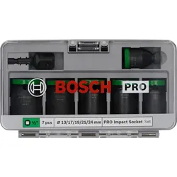 Bosch PRO Impact Steckschlüsseleinsatz Set, 7 tlg. 1/2" mit Adapter schlagfest