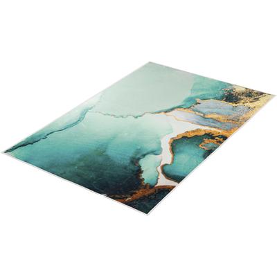Badematte KLEINE WOLKE "Teal, Badvorleger, Badezimmer Teppich", petrol, H:5mm, Polyester, Badematten, Badematte, bedruckt, Marmor Design, goldfarbene Akzente, weich & kuschelig