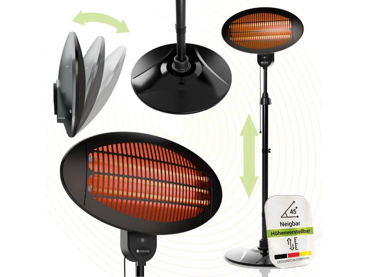 Juskys Infrarotstrahler 2000 W – Heizstrahler in Schwarz für Terrasse & Garten