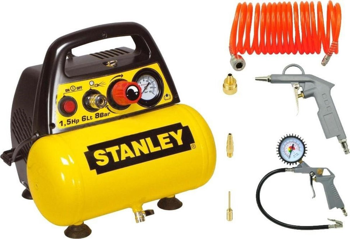 Stanley Oil-Free Compressor 6L met Pneumatische Kit