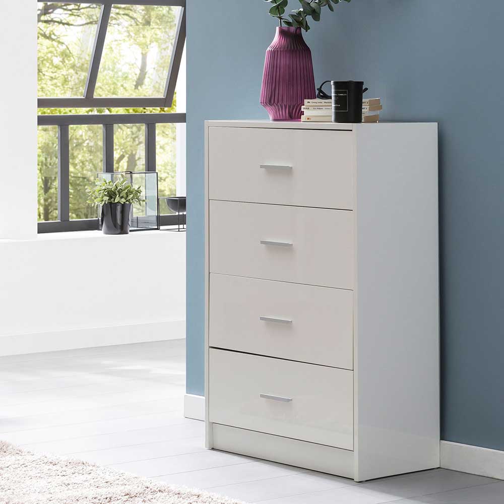 Pharao24.de Schubladenkomode weiss mit vier Schubladen 90 cm hoch