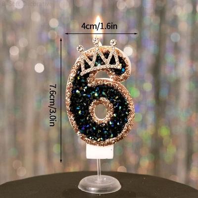 Uplifted Goods Black Diamond Crown Digital Birthday Candle 6