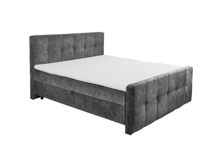 Mid.you Boxbett, Anthrazit, Kunststoff, H2, 180x200 cm, Bettkasten, gepolstertes Kopfteil, Topper durchgehend, Schlafzimmer, Betten, Doppelbetten