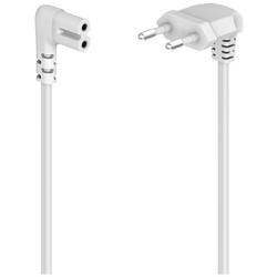 hama 00223285 Netzkabel, beidseitig gewinkelt, Euro-Stecker, Doppelnut/C7, 5 m, Weiß