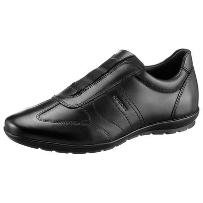 Slipper GEOX "UOMO SYMBOL", Herren, Gr. 41, schwarz, Leder, Textil, Schuhe Slipper, Business Schuh, Sneaker in eleganter Form
