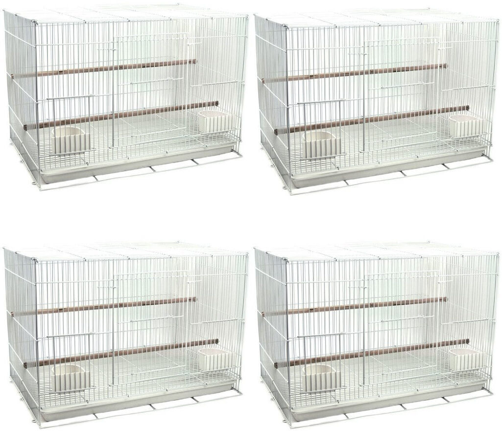Rebrilliant Budgie Breeder Cages – Pack of 4 Sealey Wire Cages   White 40cm H X 60cm W X 42cm D
