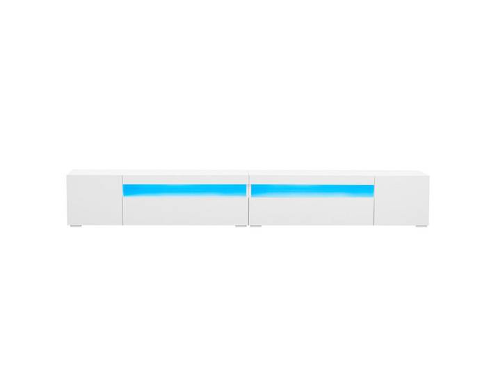 Evryae Lowboard TV-Schrank mit LED-Beleuchtung und hellem Panel modernes Design Weiß, Metall, Rechteckig,Rechteckig, 240x35x39 cm, Wohnzimmer, TV Möbel, Lowboards, Lowboards stehend
