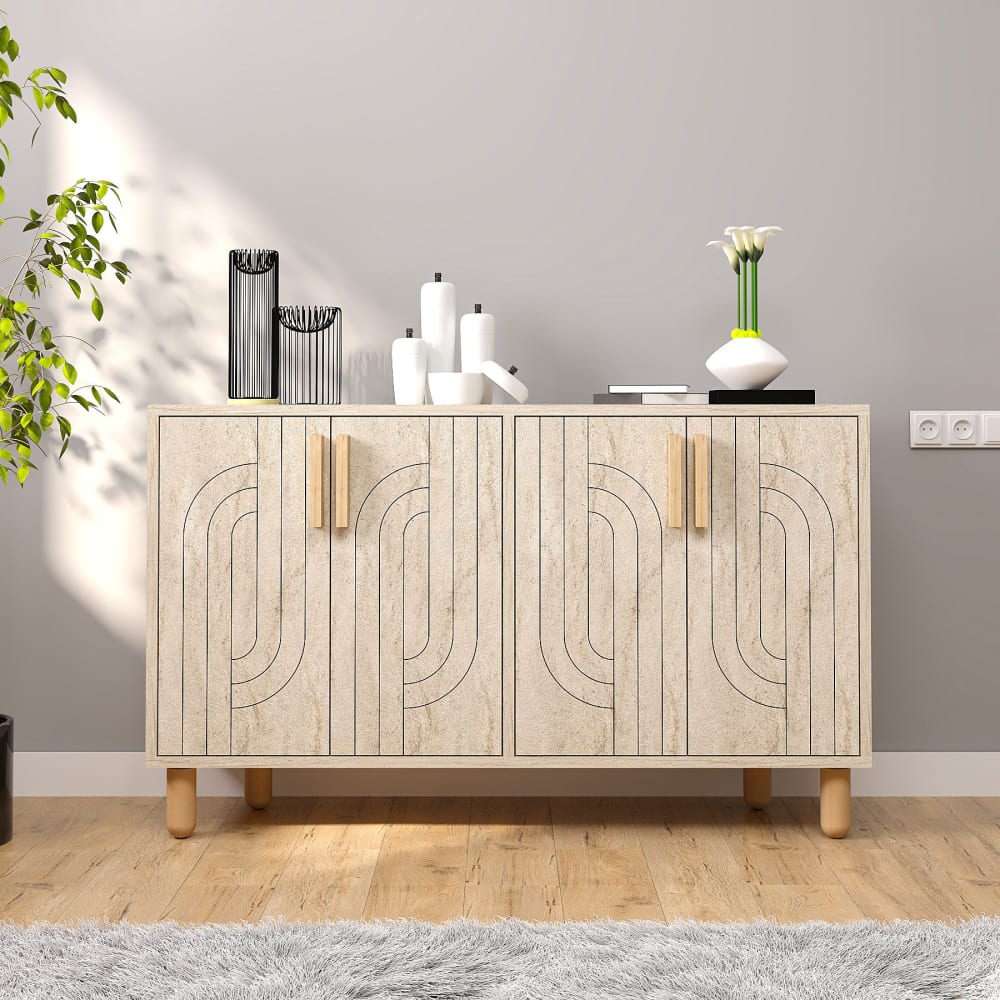 Habitat & Jardin Buffet en bois beige 120 x 30 x 74 cm Beige 120x74x30cm