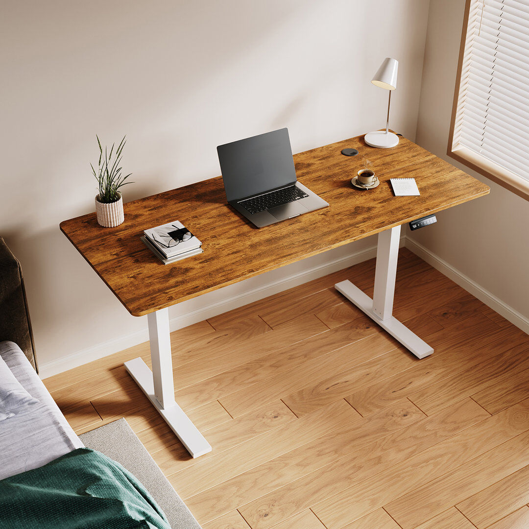Inbox Zero 140*60*1.5cm, Weight - Bearing Electric Height - Adjustable Desk Rustic Brown