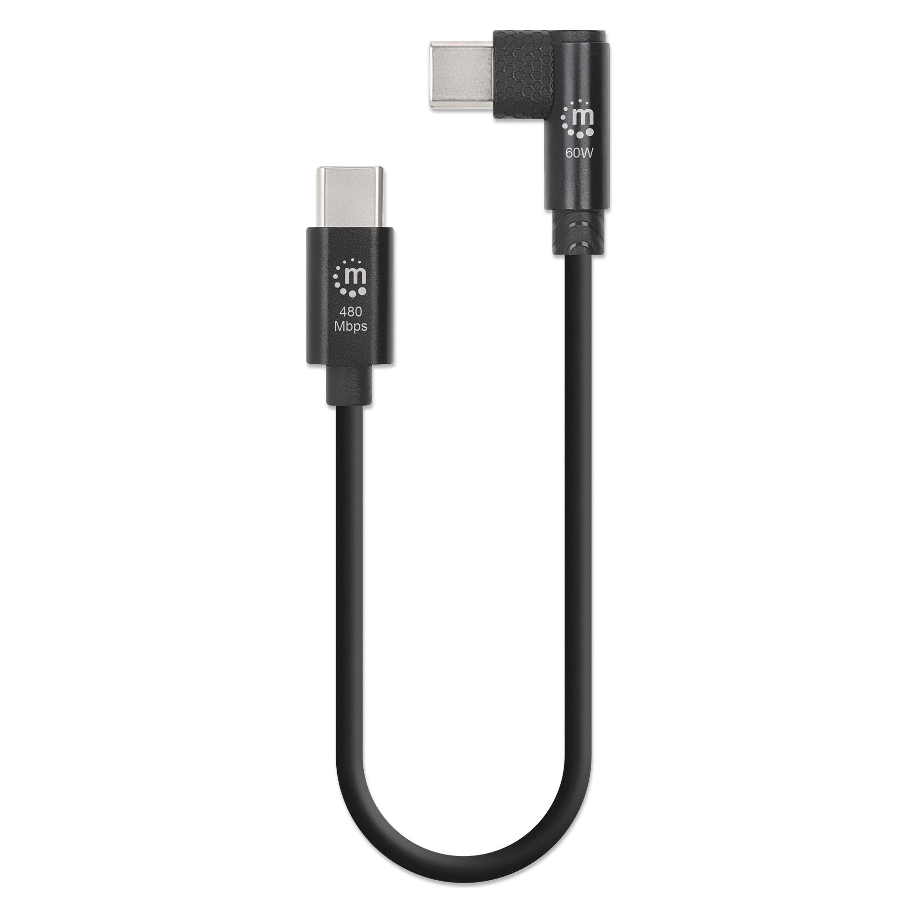 Manhattan USB-C-Ladekabel 1x 90°Winkel 60 W 20 cm 5er-Pack (0.20 m, USB 2.0, 60 W) (357067)