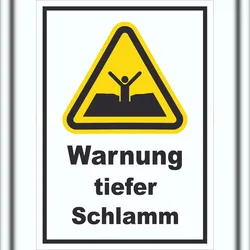 HB-Druck Schild Warnung tiefer Schlamm A0 Rückseite selbstklebend